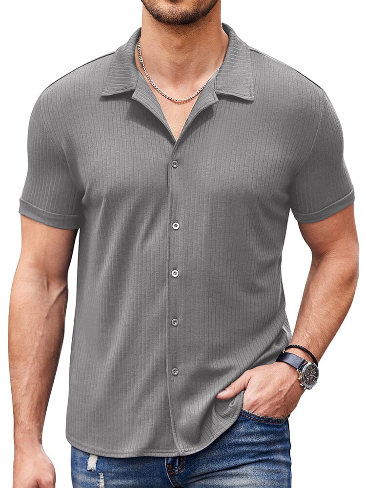 Men's Ribbed Knit Short Sleeve T Shirt