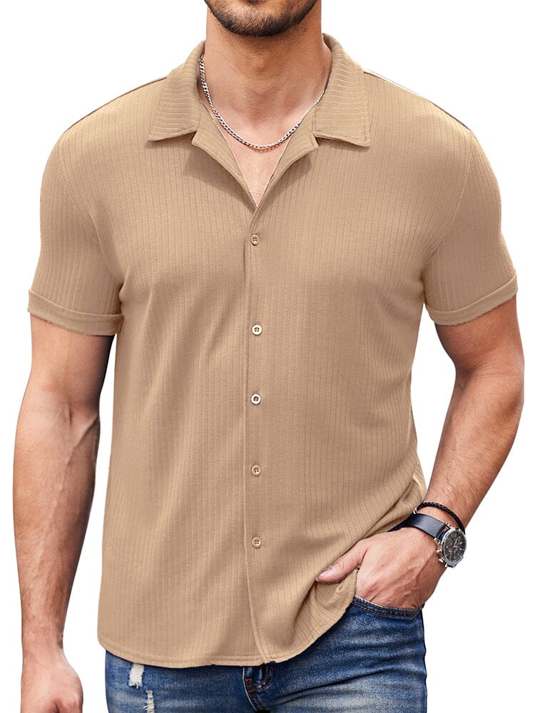 Men's Ribbed Knit Short Sleeve T Shirt
