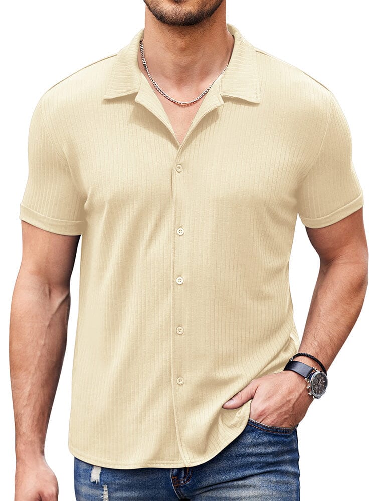 Men's Ribbed Knit Short Sleeve T Shirt