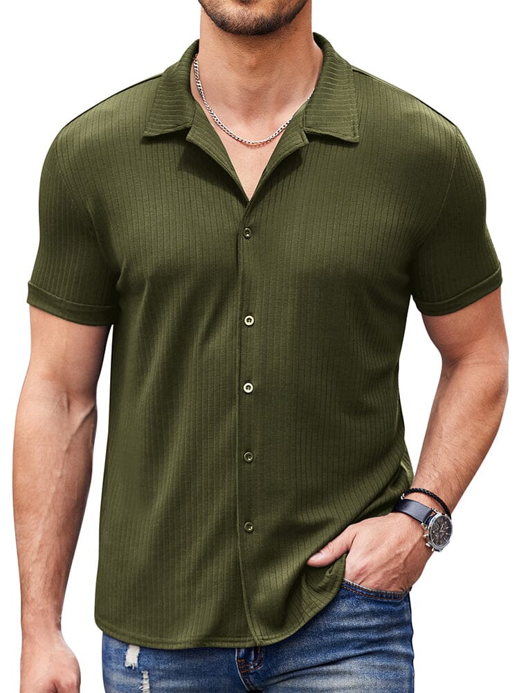 Men's Ribbed Knit Short Sleeve T Shirt