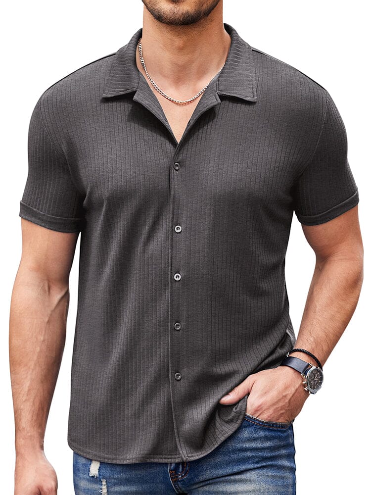Men's Ribbed Knit Short Sleeve T Shirt