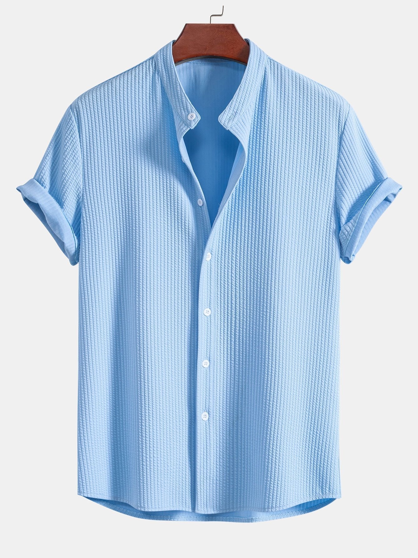 Men's Ribbed Texture Button-Up Shirt