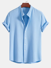 Men's Ribbed Texture Button-Up Shirt