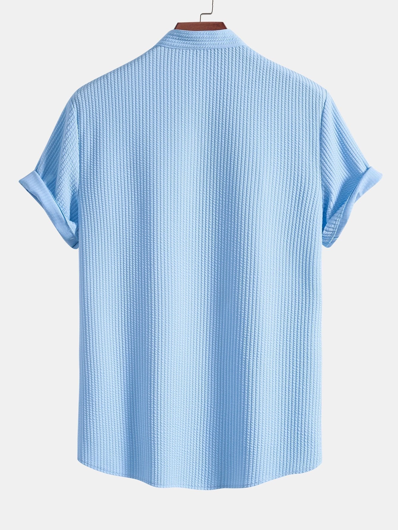 Men's Ribbed Texture Button-Up Shirt