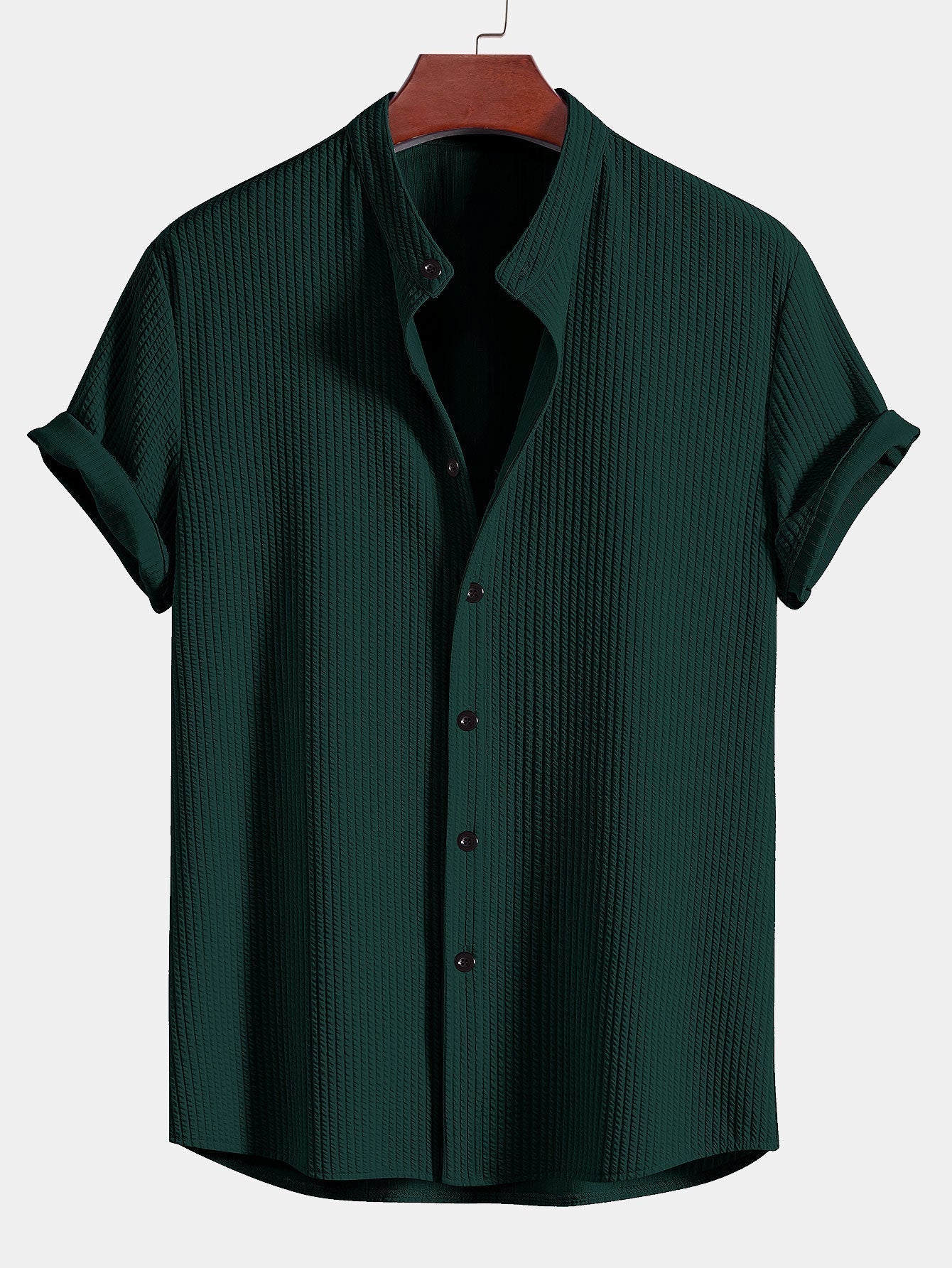 Men's Ribbed Texture Button-Up Shirt