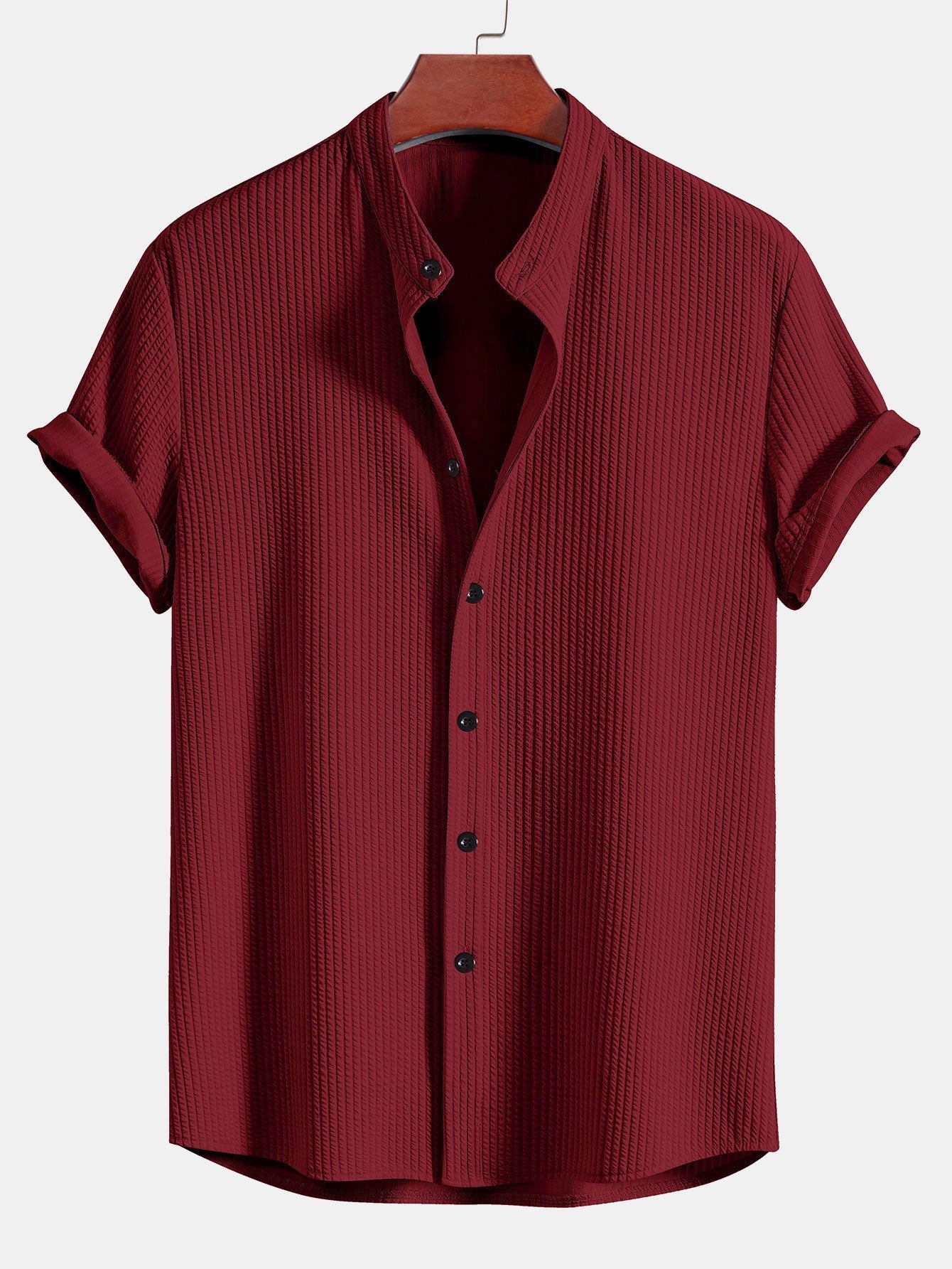 Men's Ribbed Texture Button-Up Shirt