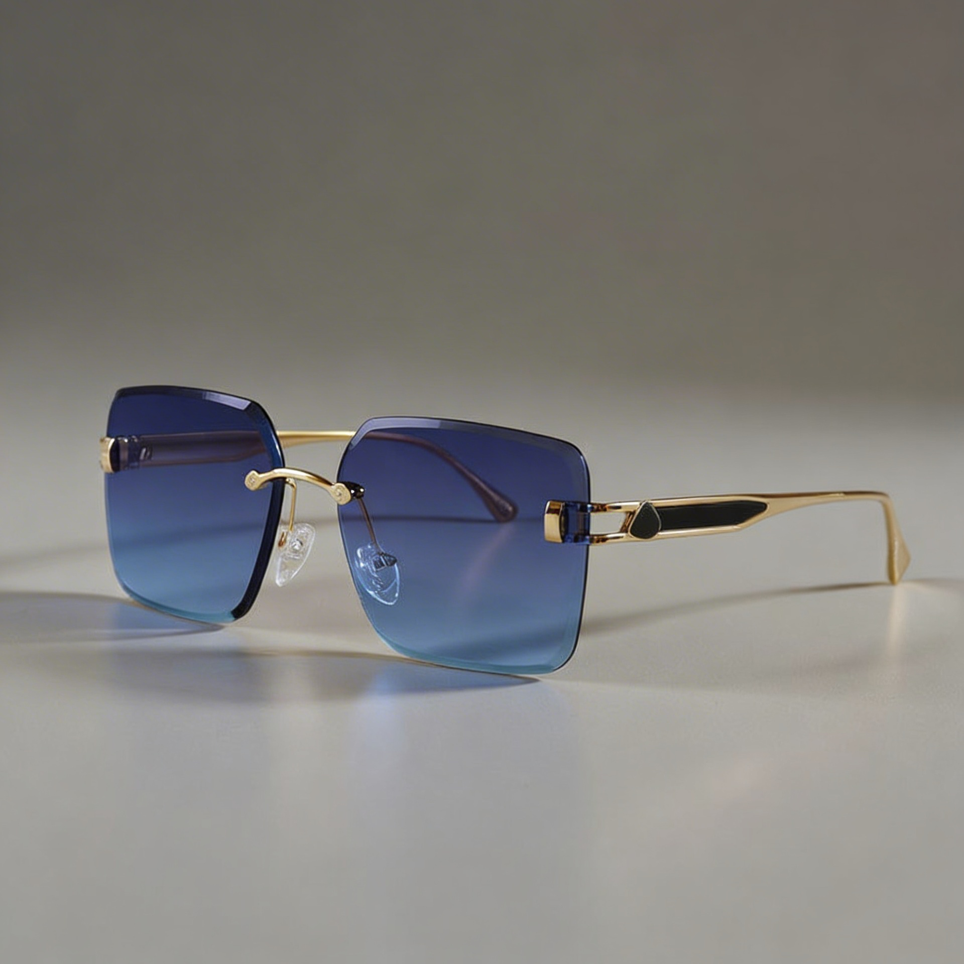 Men's Rimless Square Sunglasses with Gradient Lenses