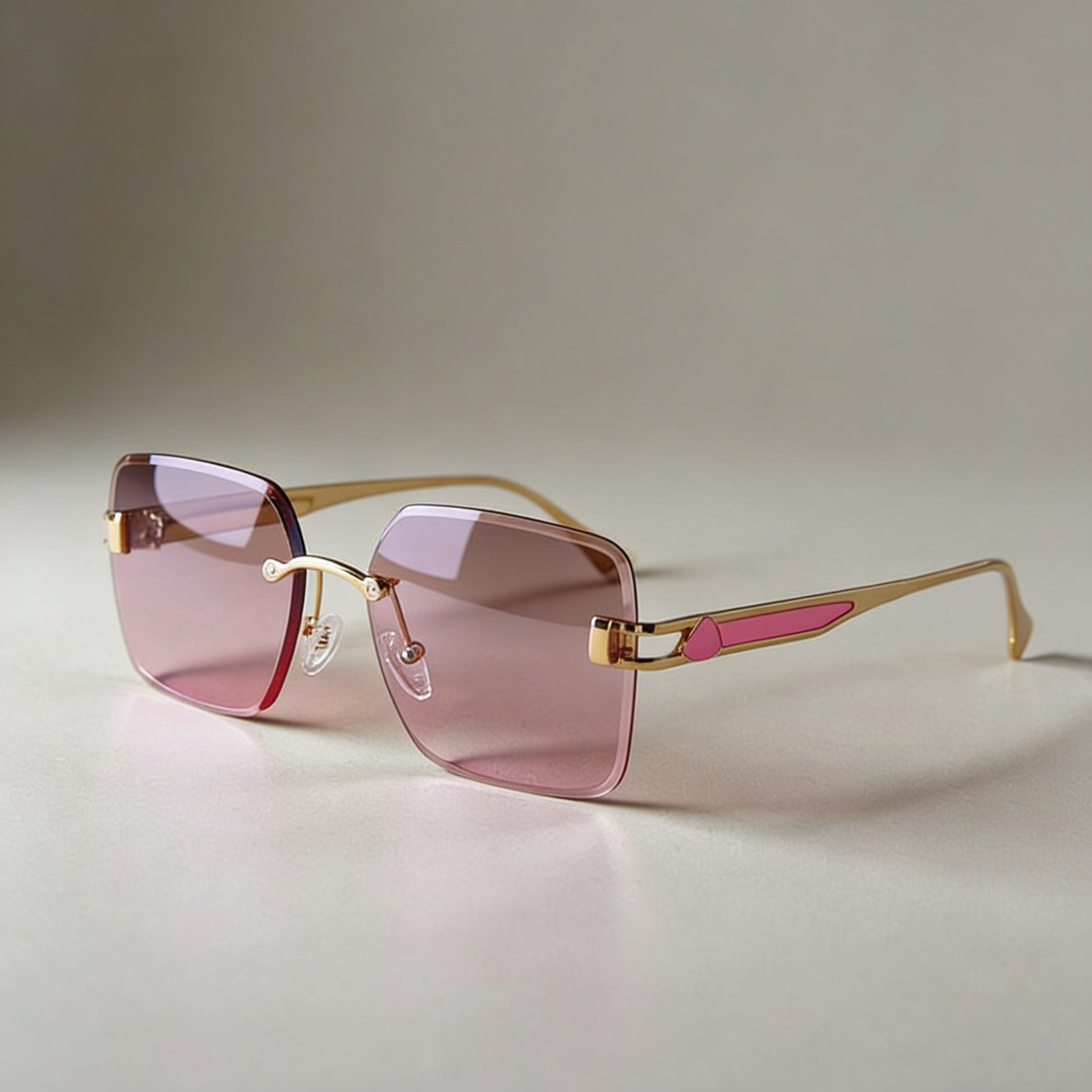 Men's Rimless Square Sunglasses with Gradient Lenses