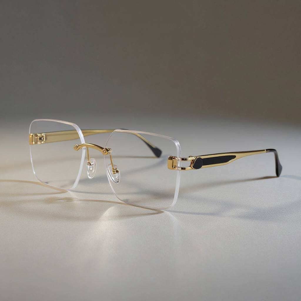 Men's Rimless Square Sunglasses with Gradient Lenses