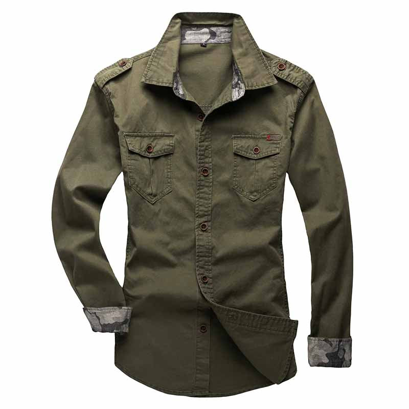 Men's Rugged Cotton Cargo-Style Button-Up Shirt
