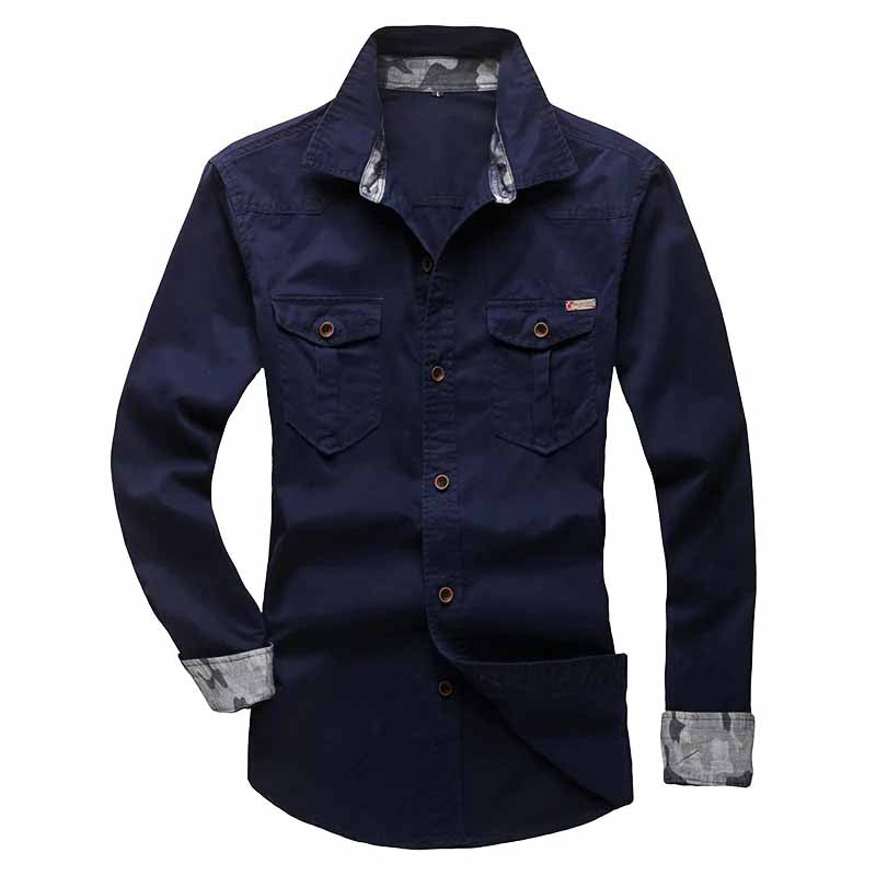 Men's Rugged Cotton Cargo-Style Button-Up Shirt