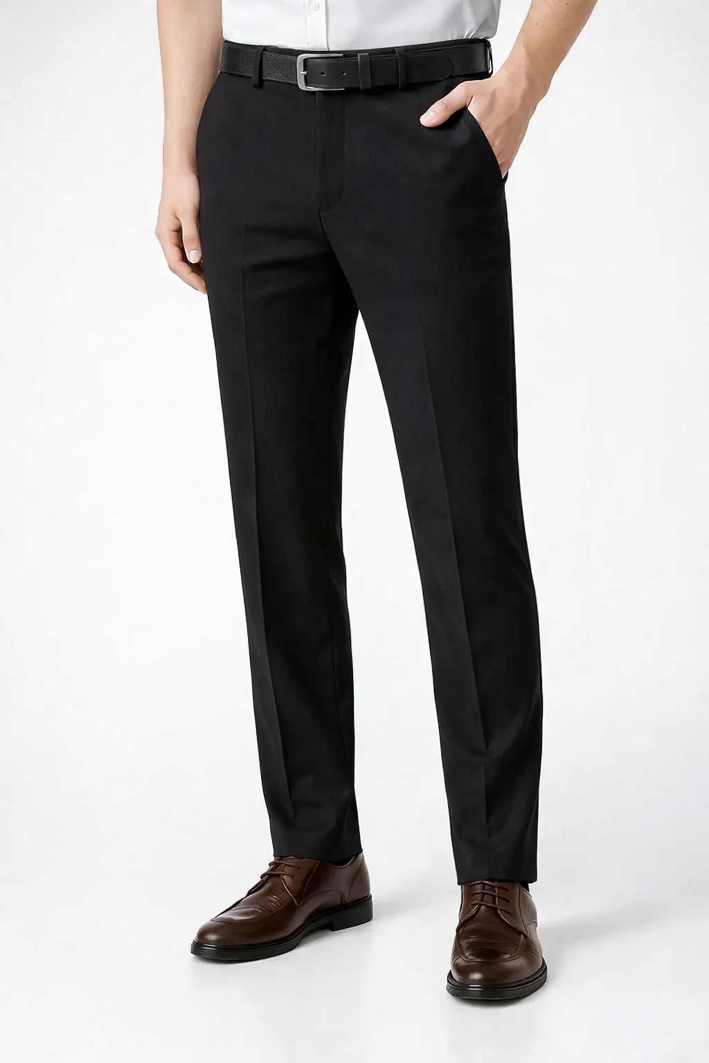 Men's Slim Straight Flat Front Trousers