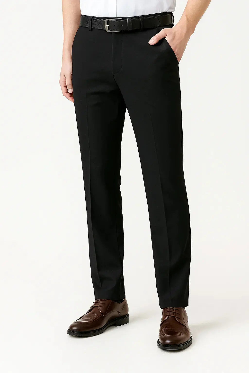 Men's Slim Straight Flat Front Trousers