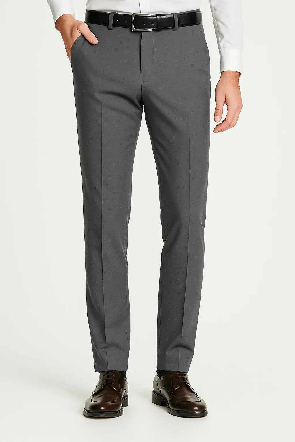 Men's Slim Straight Flat Front Trousers