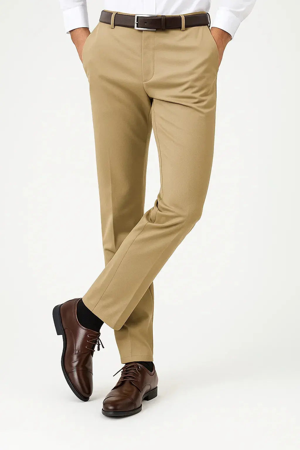 Men's Slim Straight Flat Front Trousers