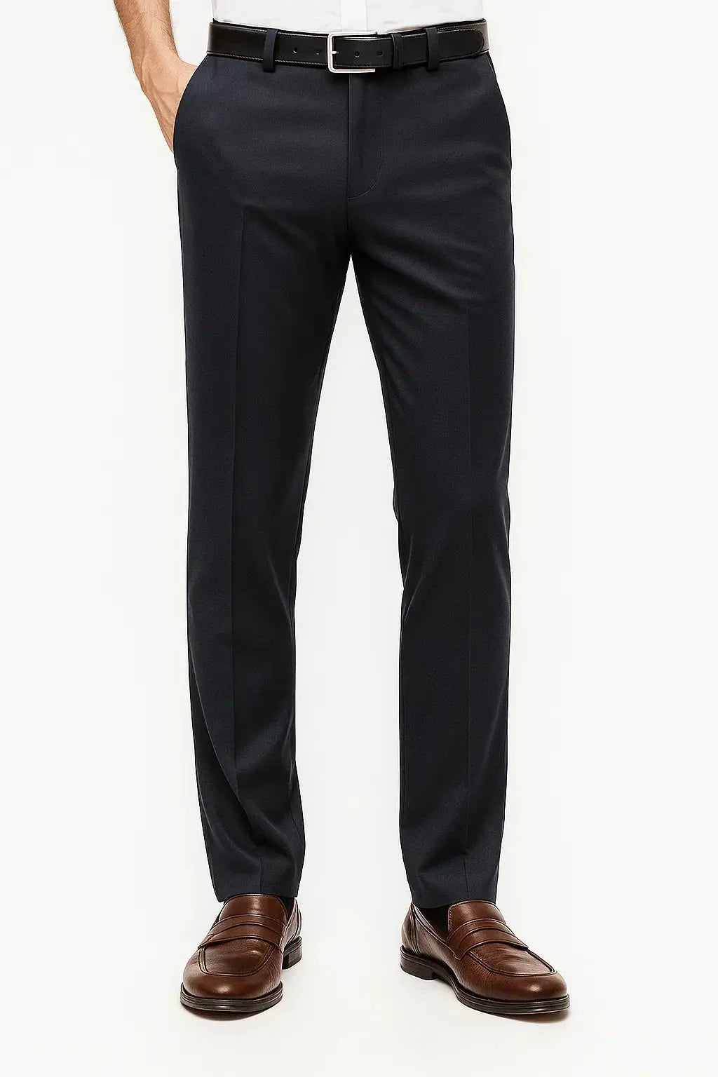 Men's Slim Straight Flat Front Trousers