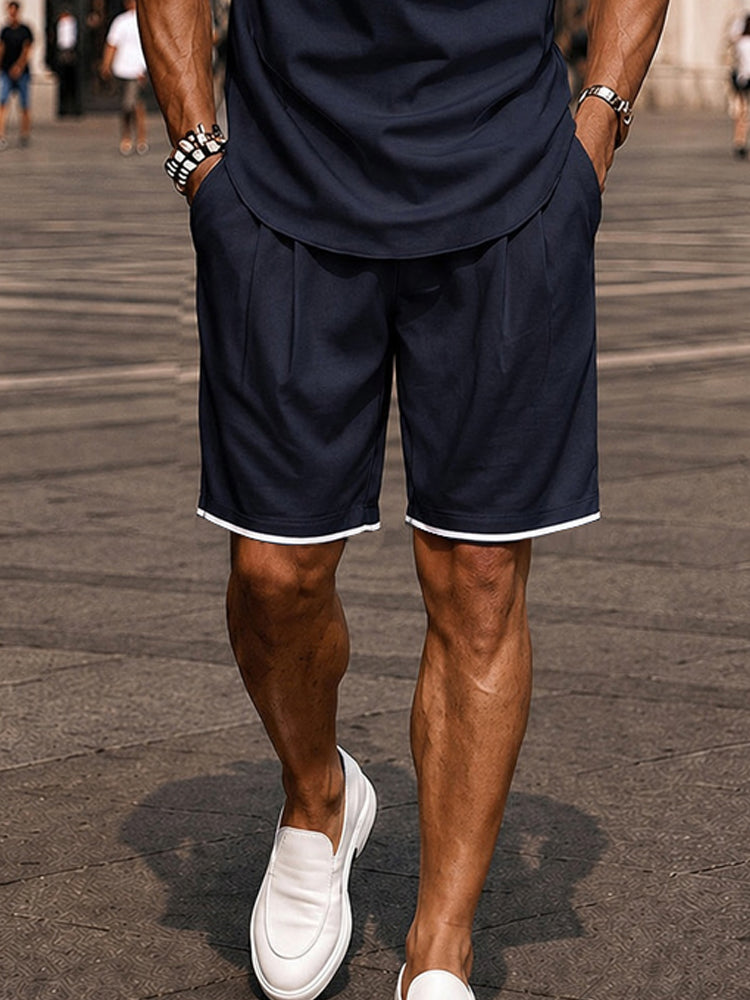 Men's Smart Casual Two-Piece Set with Elastic Waistband Pants