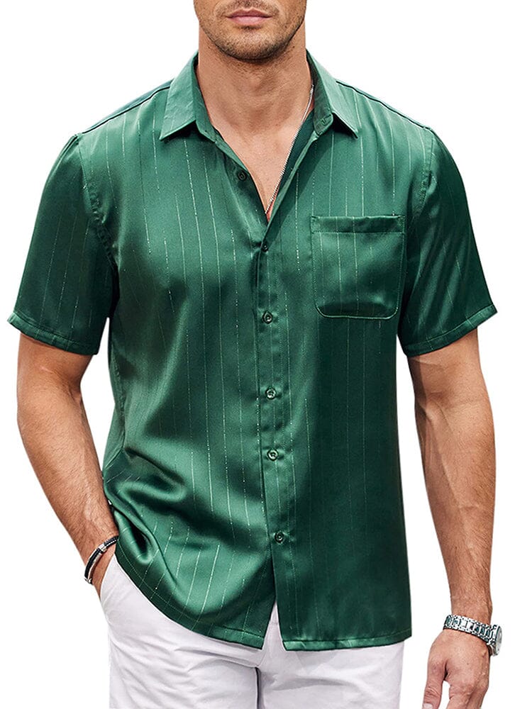 Men's Smooth Satin Short Sleeve Shirt