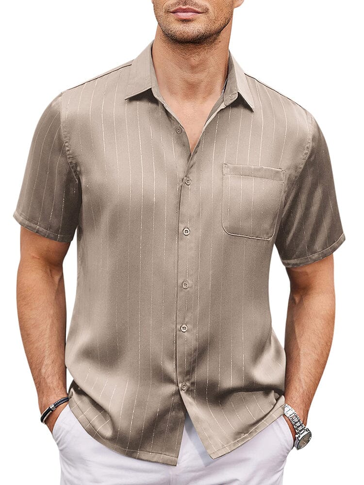 Men's Smooth Satin Short Sleeve Shirt