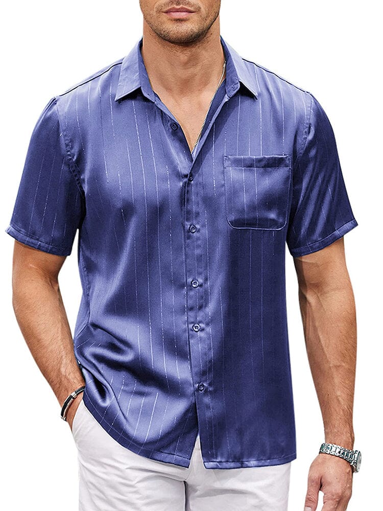 Men's Smooth Satin Short Sleeve Shirt