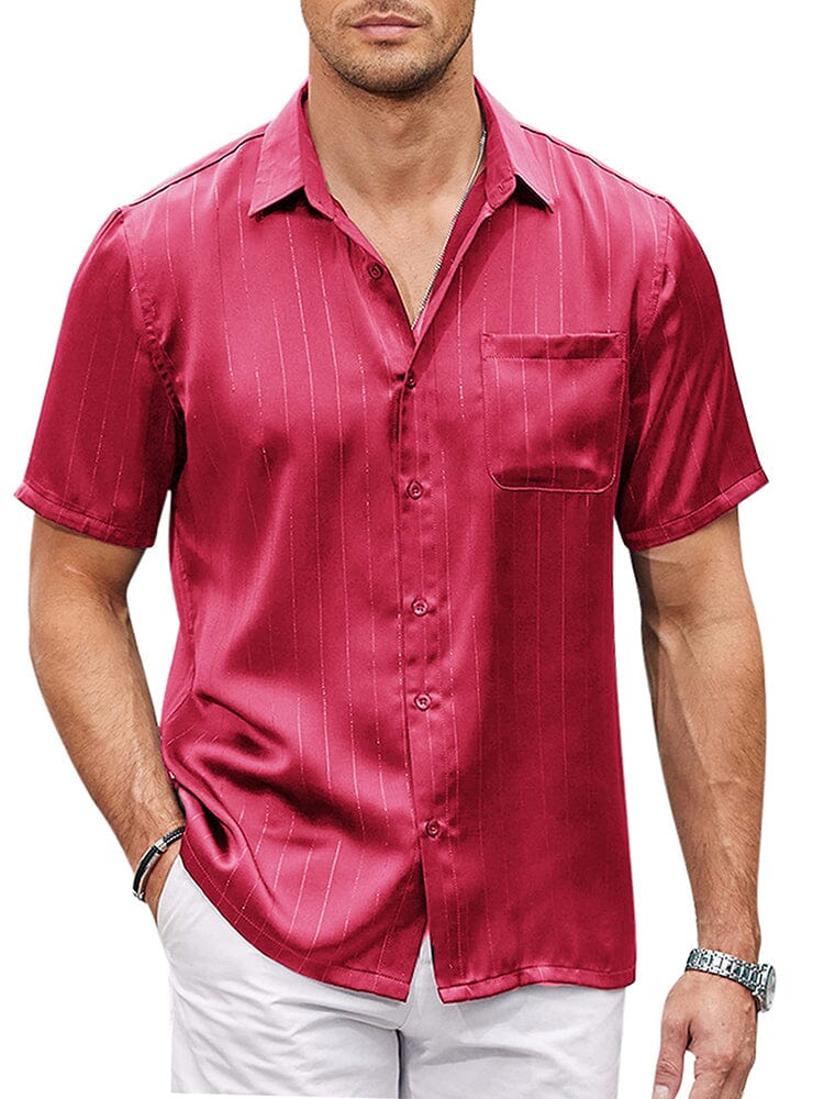 Men's Smooth Satin Short Sleeve Shirt