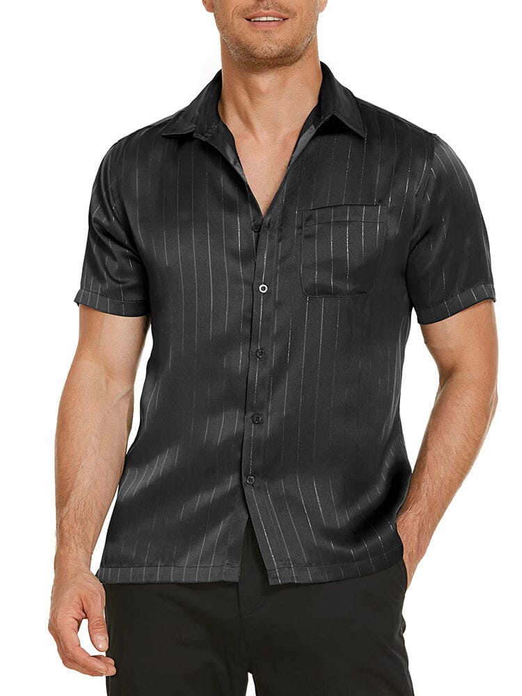 Men's Smooth Satin Short Sleeve Shirt