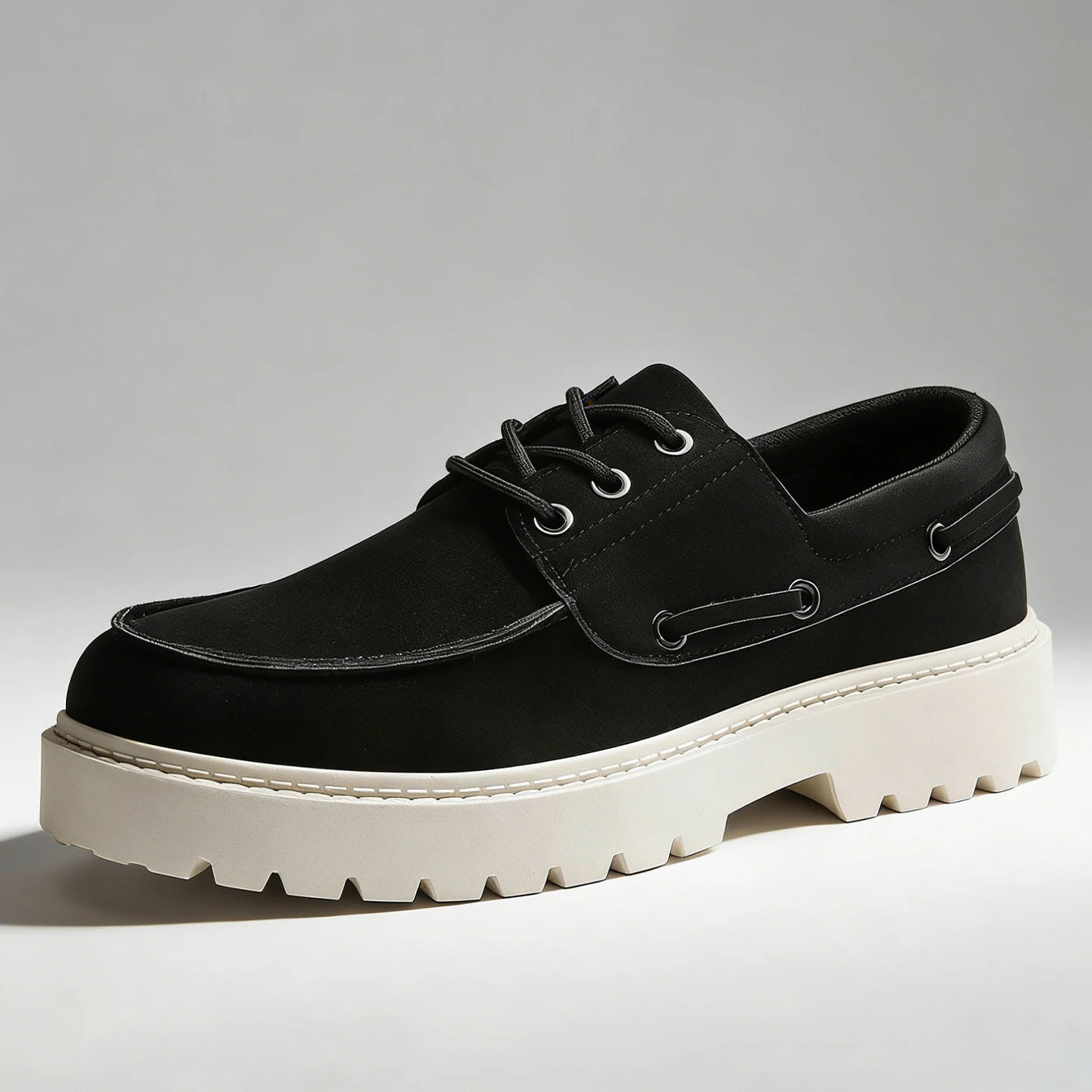 Men's Smooth Structured Casual Shoes with Elevated Platform Sole