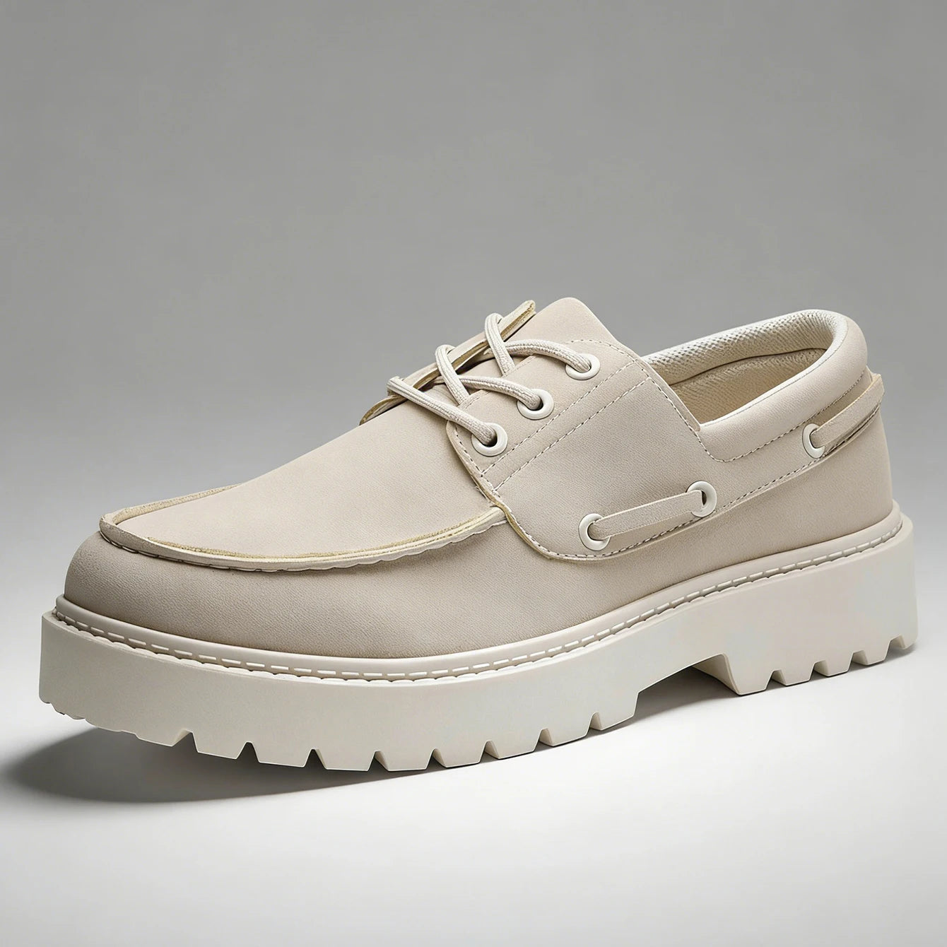 Men's Smooth Structured Casual Shoes with Elevated Platform Sole