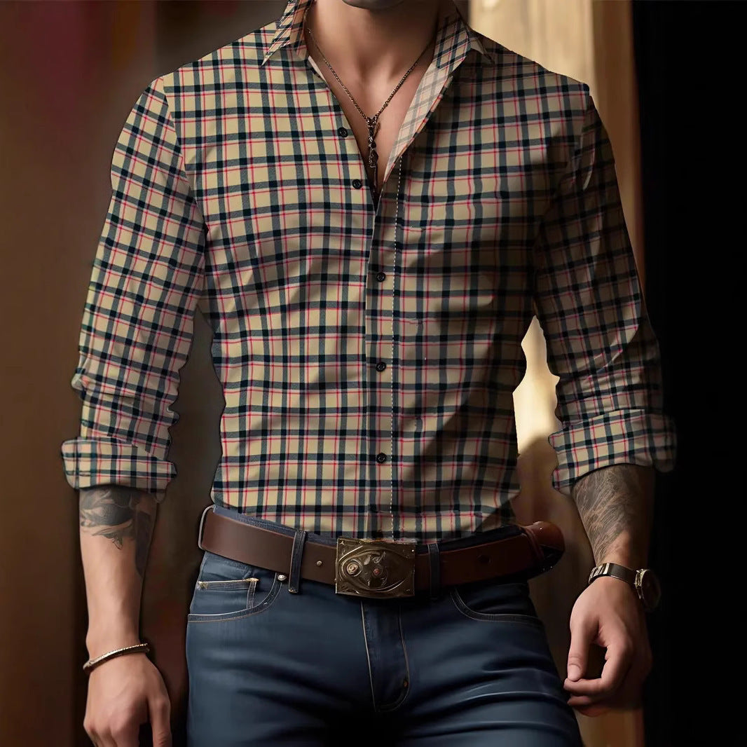 Men's Soft-Touch Tailored Plaid Dress Shirt