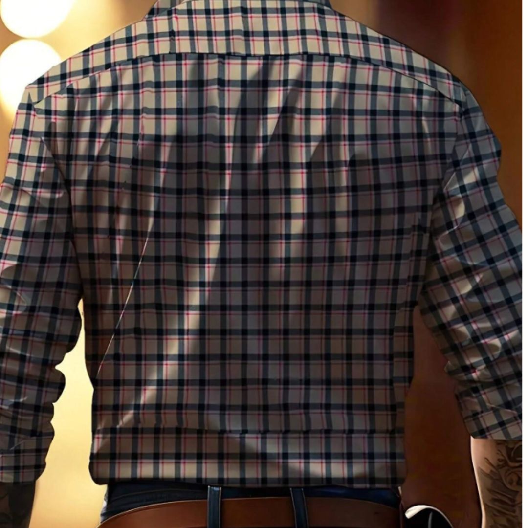 Men's Soft-Touch Tailored Plaid Dress Shirt