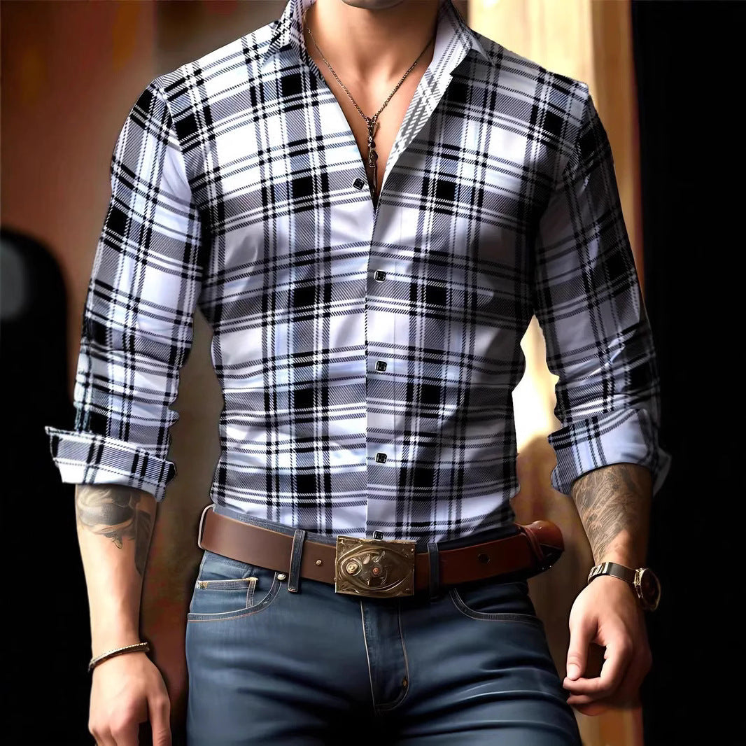 Men's Soft-Touch Tailored Plaid Dress Shirt