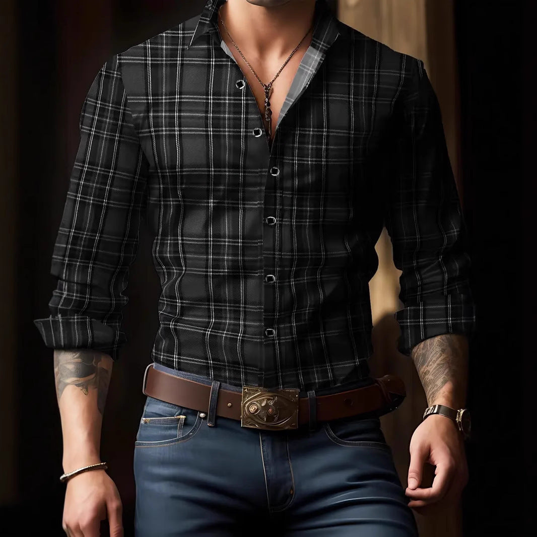 Men's Soft-Touch Tailored Plaid Dress Shirt