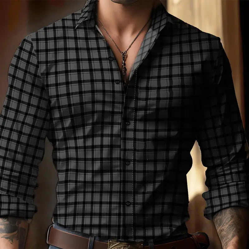 Men's Soft-Touch Tailored Plaid Dress Shirt