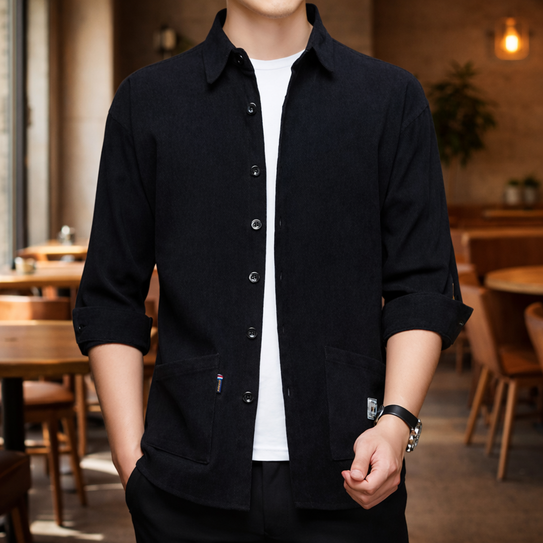 Men's Soft Corduroy Button-Front Long-Sleeved Shirt