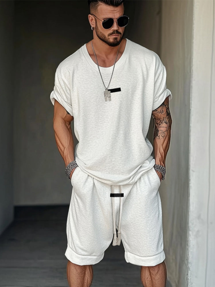 Men's Soft Cotton Blend Athleisure T-Shirt Shorts Set