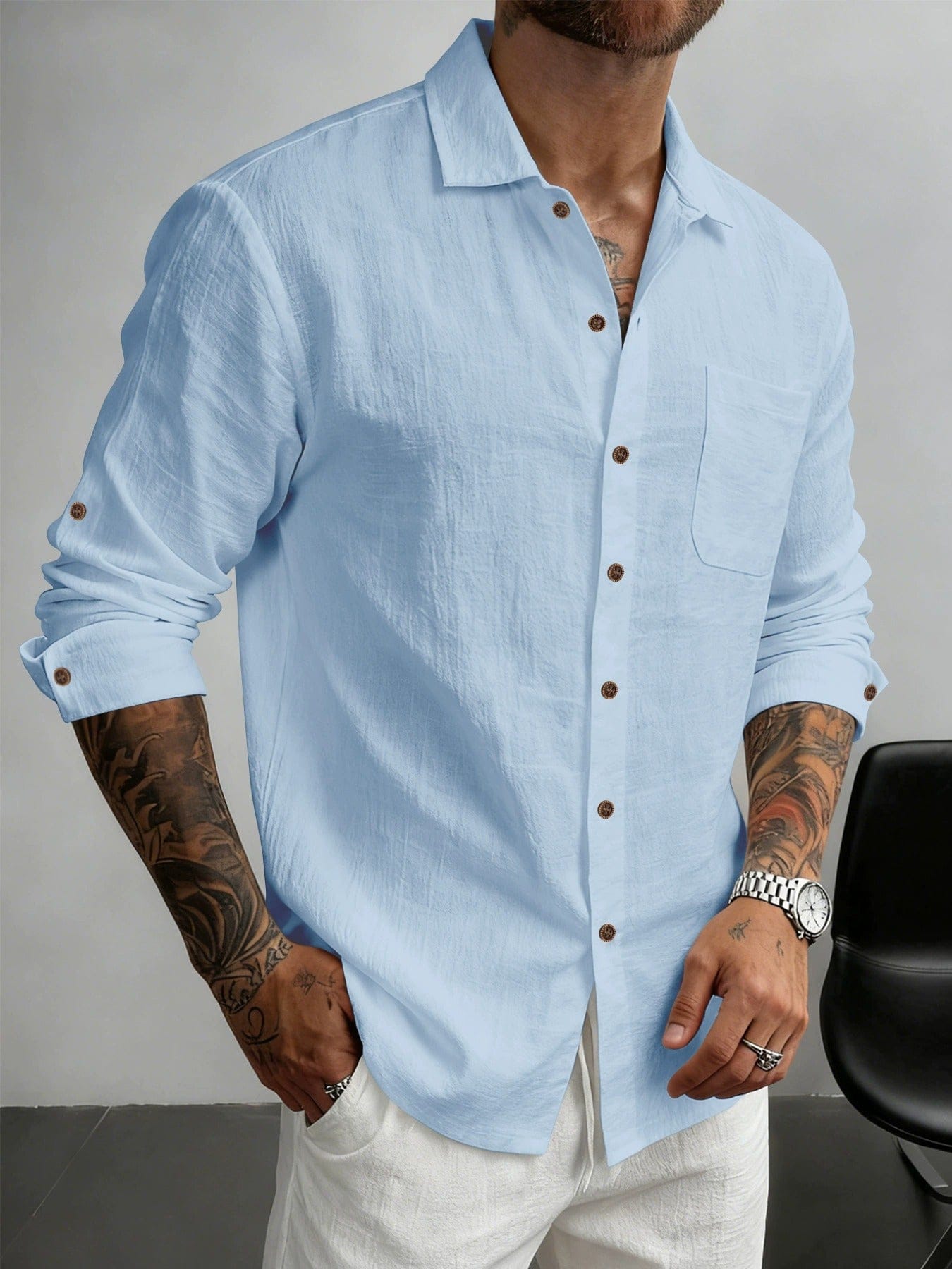 Men's Soft Cotton Blend Button-Down Shirt