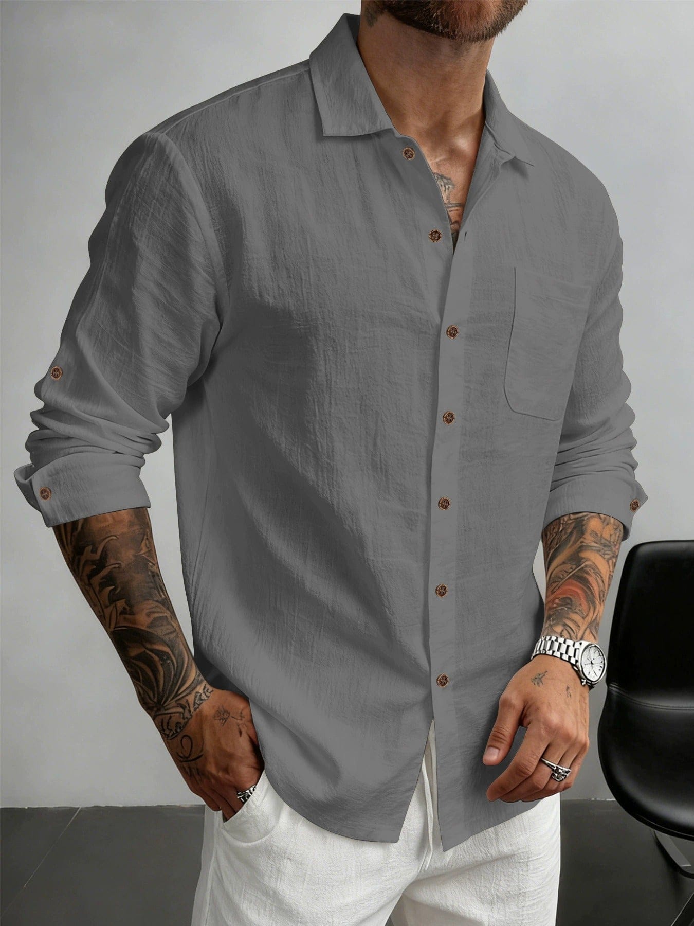 Men's Soft Cotton Blend Button-Down Shirt