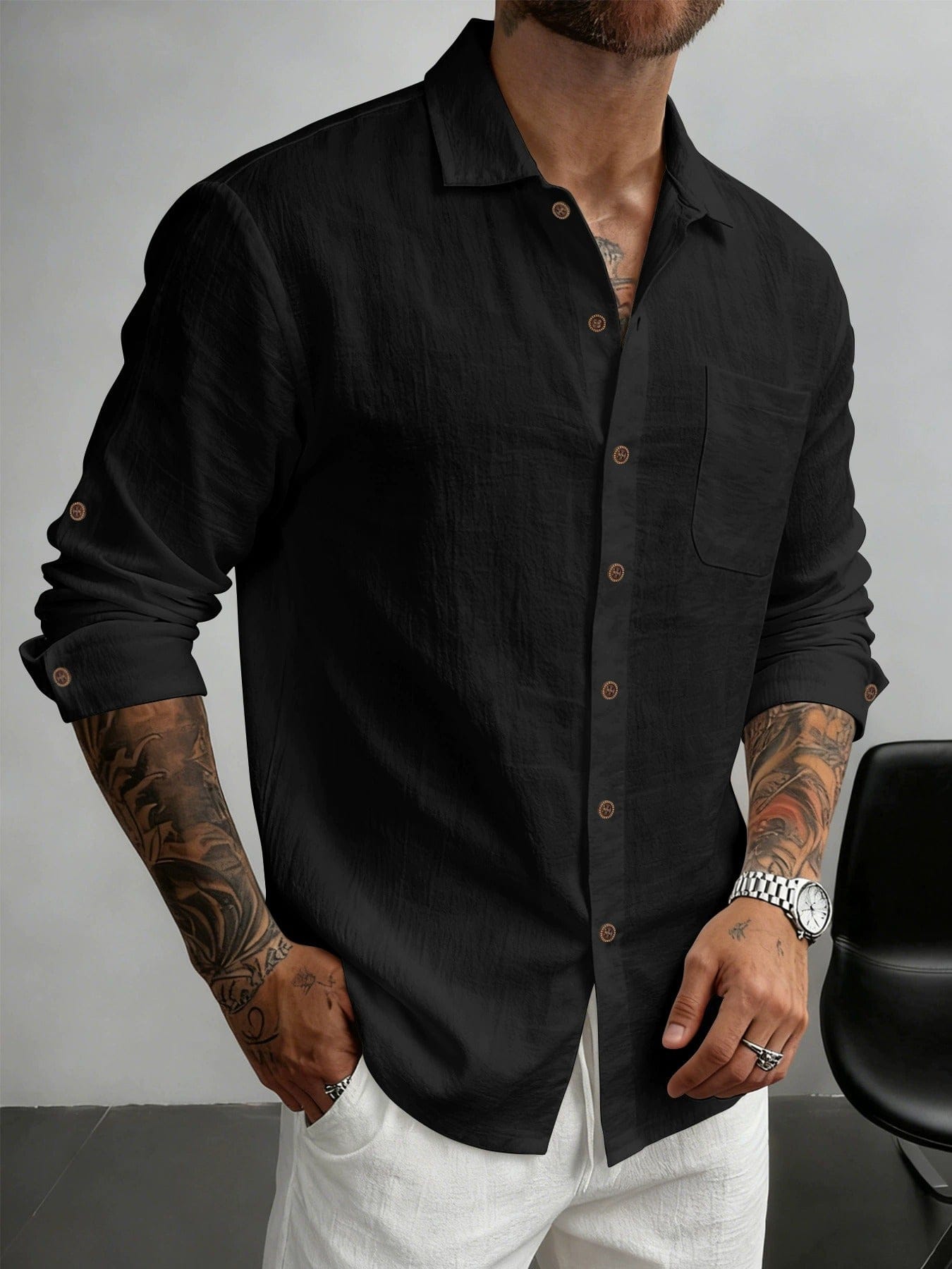 Men's Soft Cotton Blend Button-Down Shirt