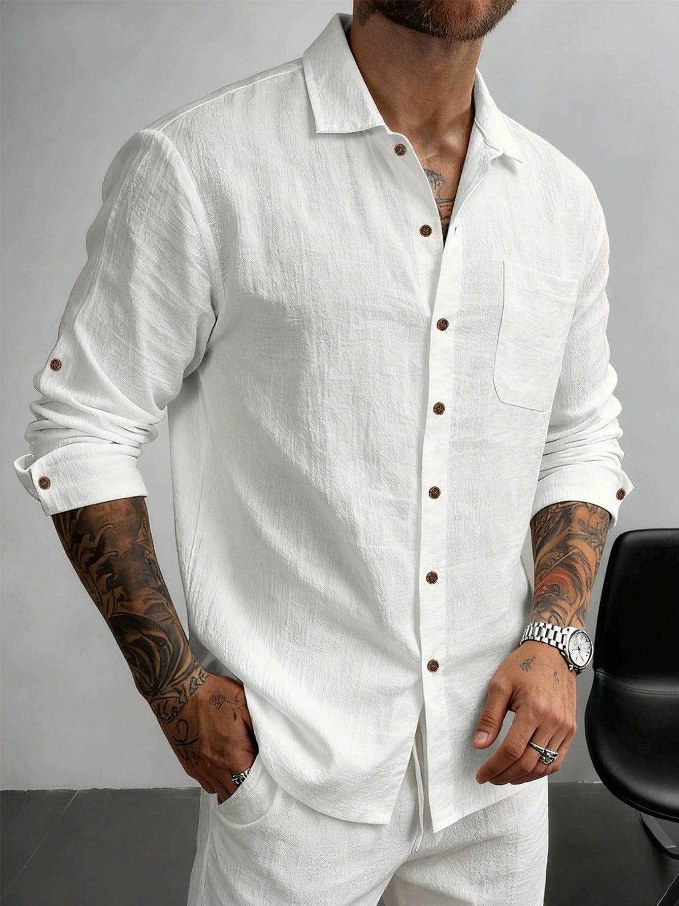 Men's Soft Cotton Blend Button-Down Shirt