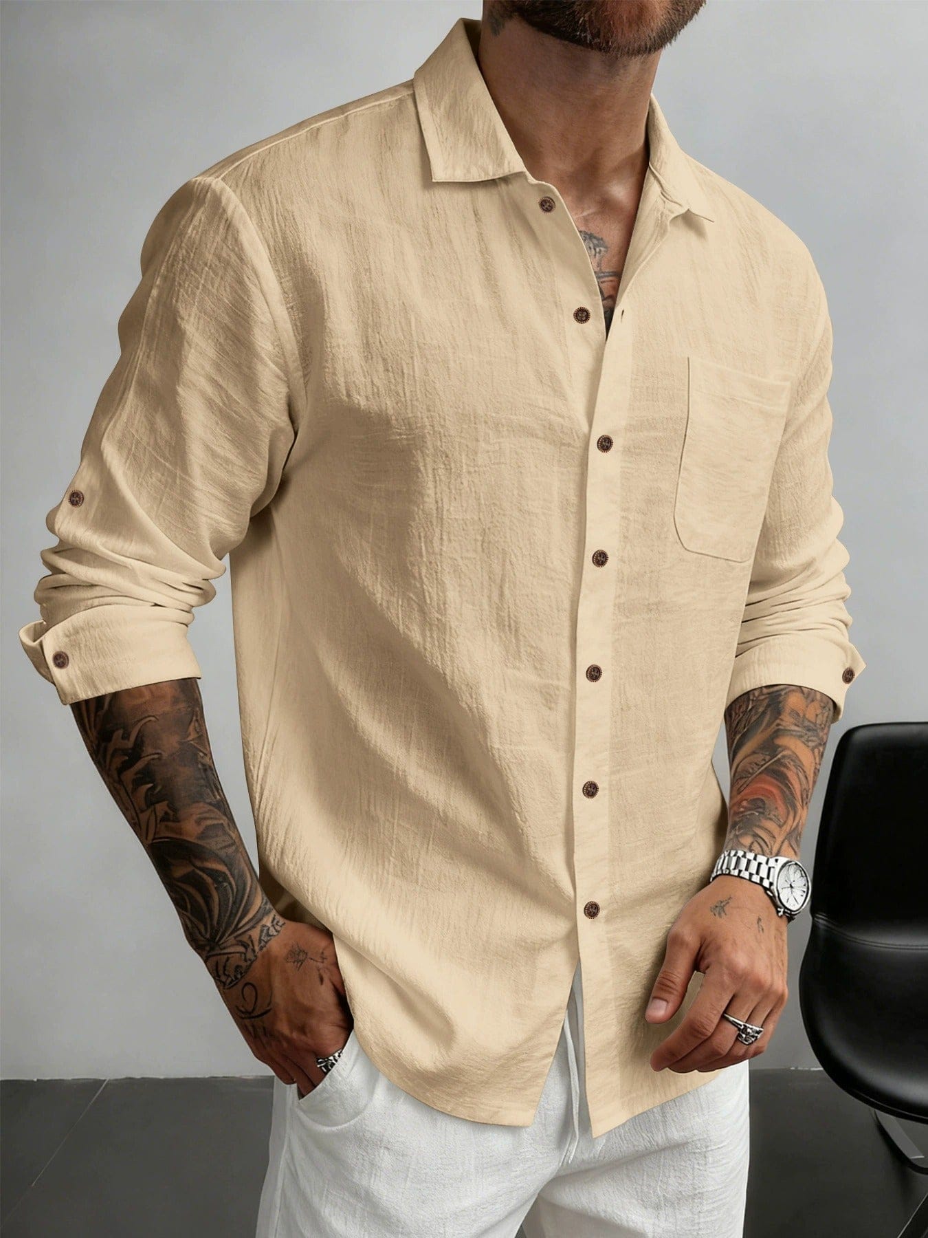 Men's Soft Cotton Blend Button-Down Shirt