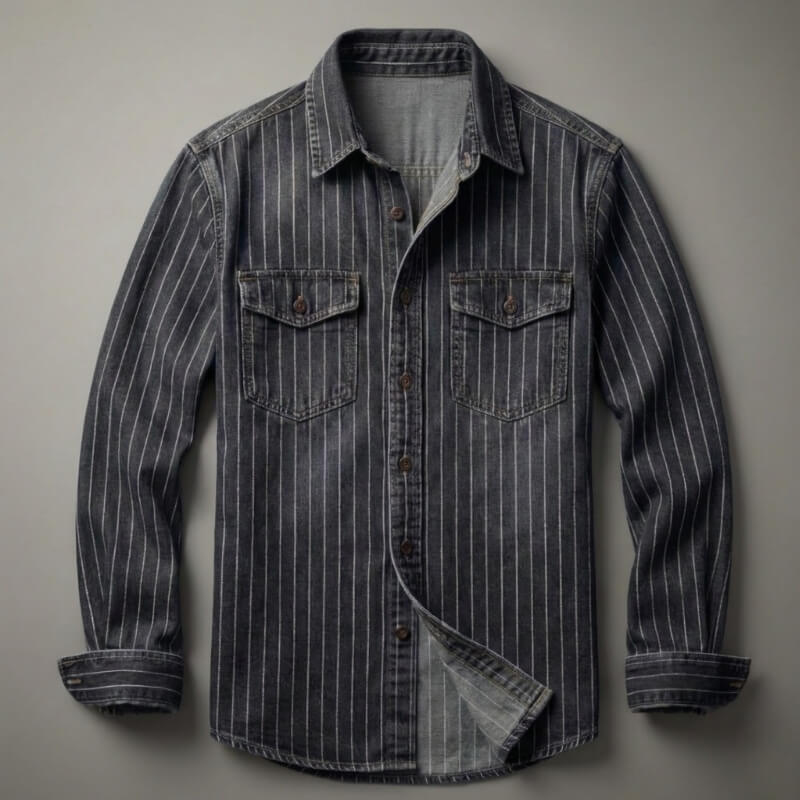 Men's Soft Cotton Denim Button-Up Shirt