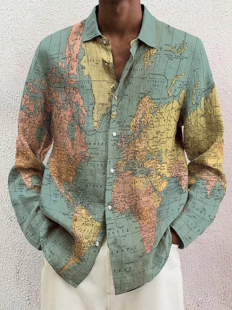 Men's Soft Cotton Linen Button-Down Shirt