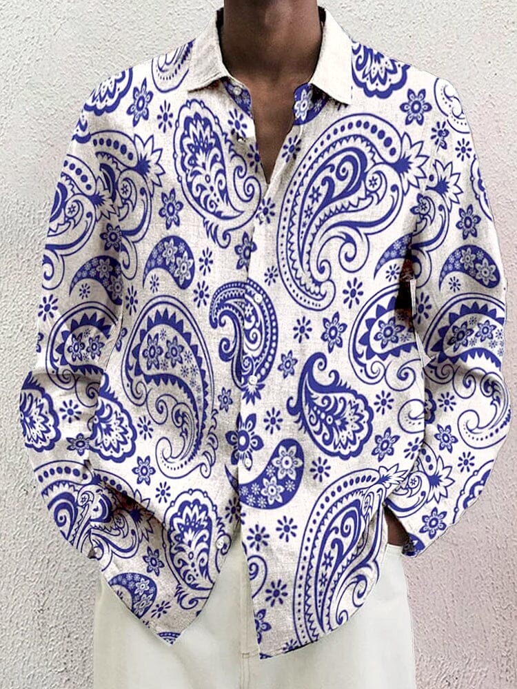 Men's Soft Cotton Linen Button-Down Shirt