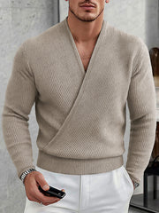 Men's Soft Knit Cross Placket Pullover Sweater
