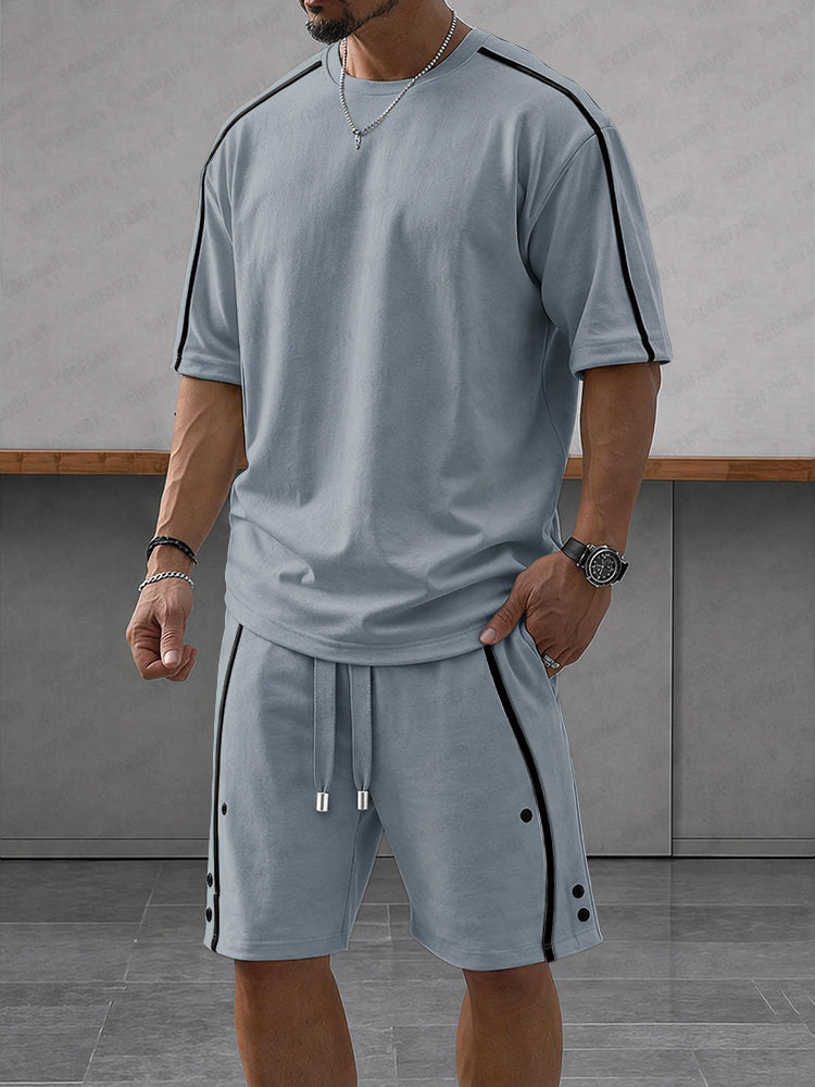 Men's Soft Polyester Cotton Athleisure Sports Set