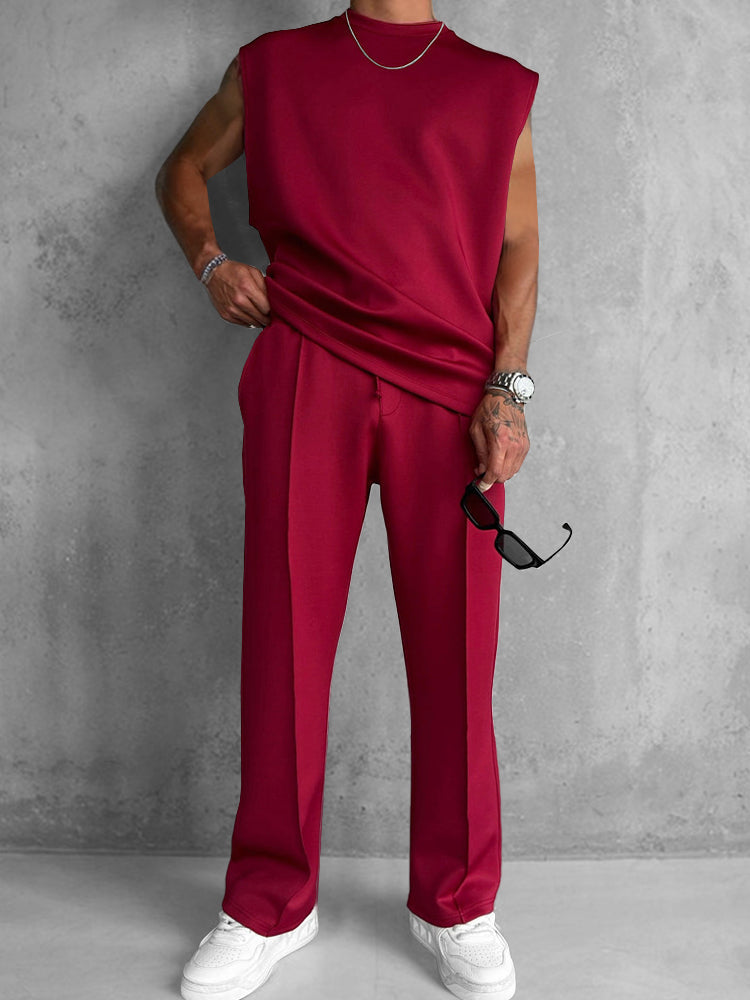 Men's Soft Polyester Tank Top and Pants Set