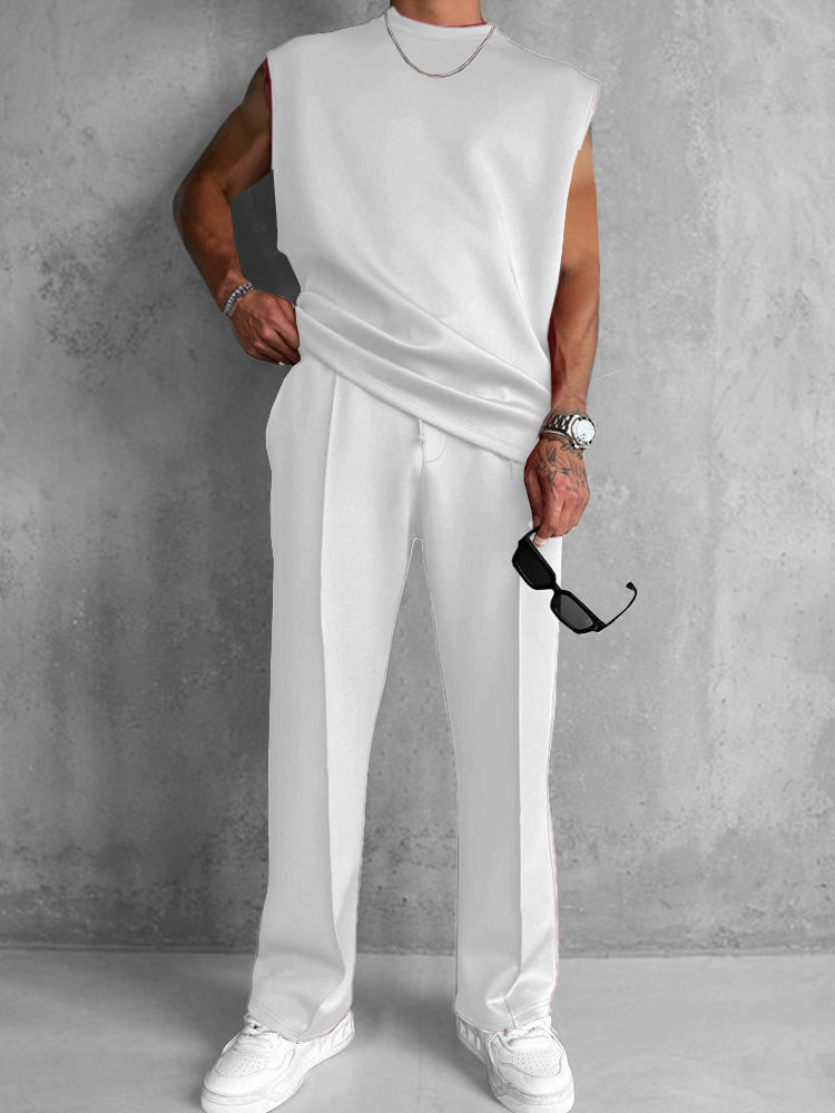 Men's Soft Polyester Tank Top and Pants Set