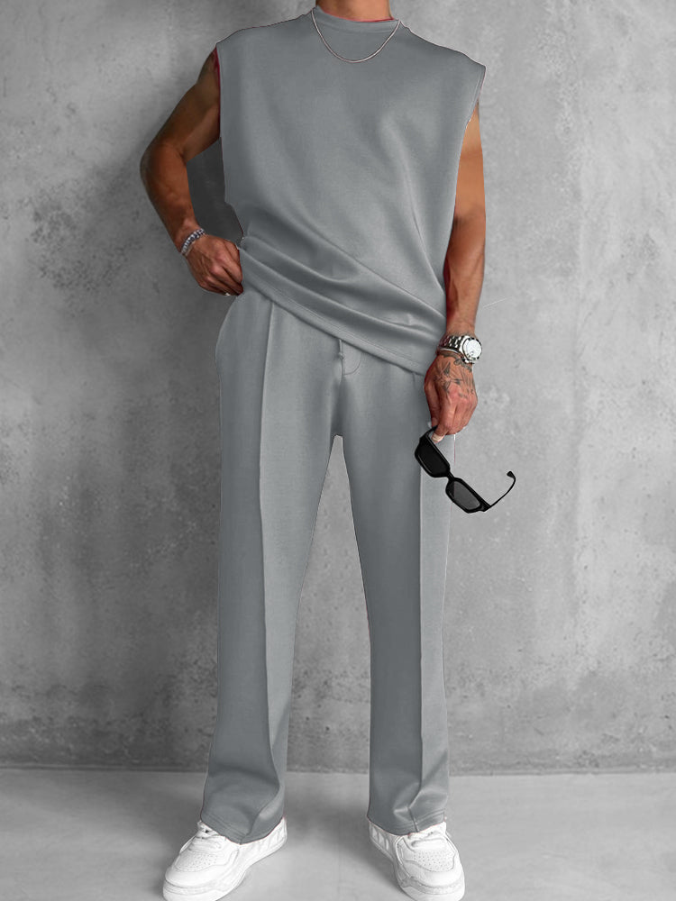 Men's Soft Polyester Tank Top and Pants Set