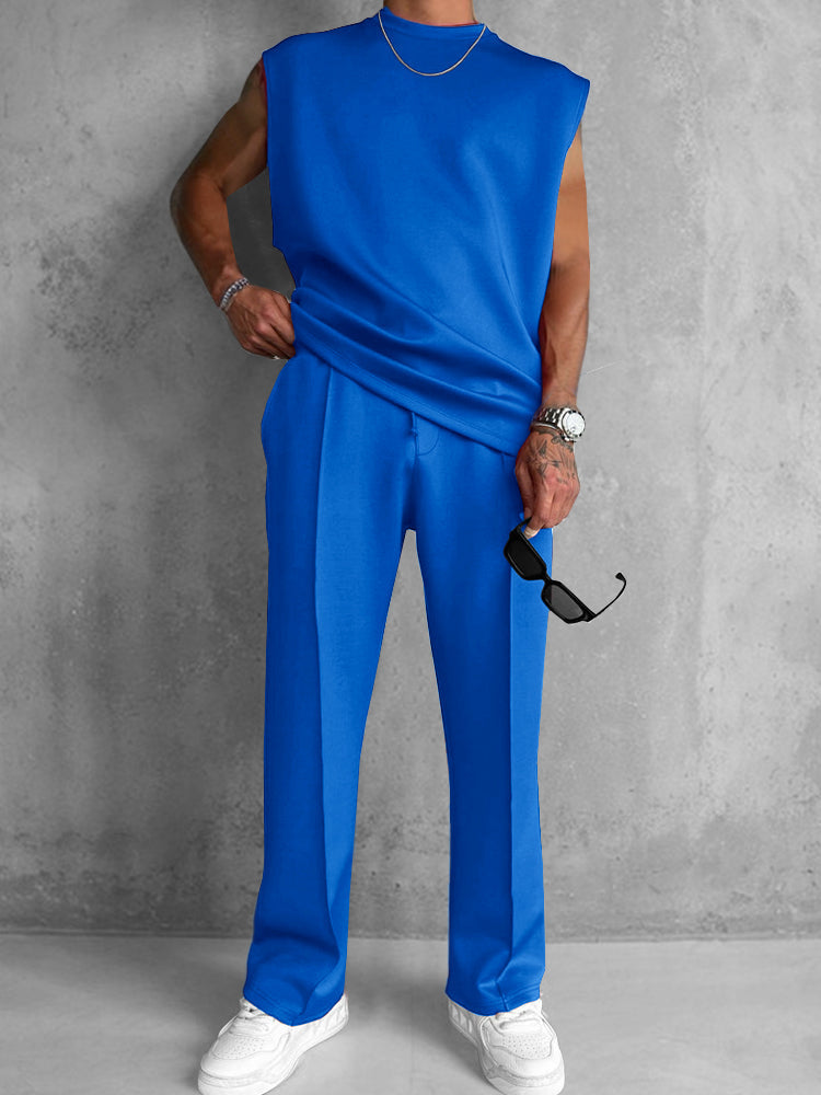 Men's Soft Polyester Tank Top and Pants Set