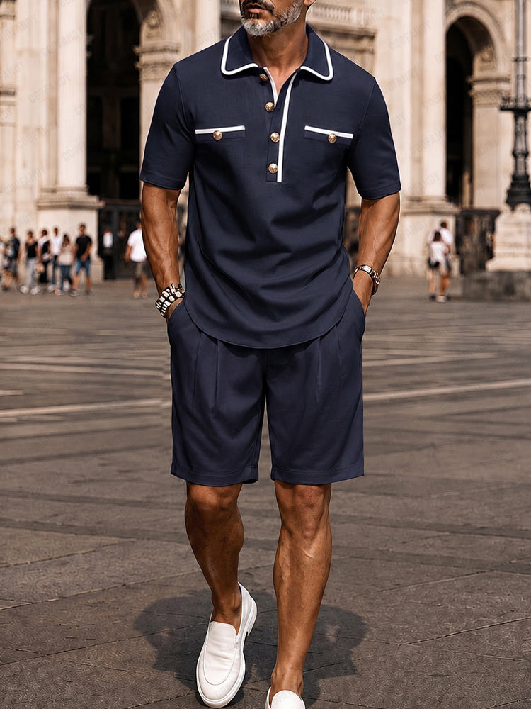 Men's Soft Rayon Blend Polo Shirt and Shorts Set